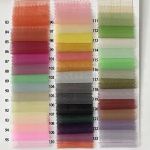 Harvest Wholesale Sheer 100% Polyester Organza Fabric organza cinta For Women's Blouse And Dress with color card