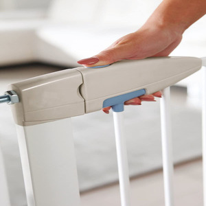 Barrière de sécurité <span class=keywords><strong>Amazoo</strong></span> en métal robuste, extra large, à fermeture automatique, pour portes, escaliers, bébés, enfants et animaux domestiques, blanche, écologique et tendance - Product Image 4