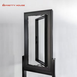 American NFRC Hurricane Impact House Ventanas y puertas de aluminio de doble acristalamiento grandes Ventana abatible de vidrio templado - Product Image 3