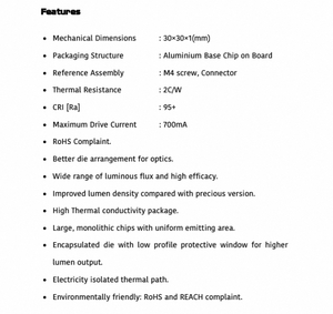 Polymatech Série COB Standard FL09COB3030 Blanc Chaud 95+ CRI LED Éclairage Industriel et d'Usine Offrant une Durabilité Exceptionnelle - Product Image 4