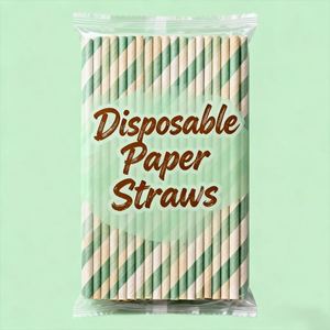 Pailles en papier jetables polyvalentes pour usage multiple, adaptées aux cafés, à la maison, aux pique-niques, aux boissons froides et chaudes - Product Image 1