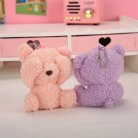 Mini porte-clés ours en peluche moelleux et coloré, breloque de sac en peluche douce et bouclée, pendentif animal en peluche pour fête d'anniversaire