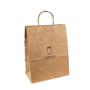 Custom Printed Biodegradable Kraft Gift Shopping <b>Bag</b> White Brown Paper with Your Own Logo for Promotion in Supermarket - Product Image 6