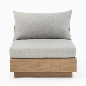 Elegante Set di Divani Minimalisti con Struttura in Teak <span class=keywords><strong>e</strong></span> Cuscini Beige in Tessuto ad Asciugatura Rapida, Arredamento da Esterno <span class=keywords><strong>per</strong></span> Giardino <span class=keywords><strong>e</strong></span> Terrazza - Product Image 3