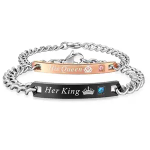 Her King His Queen Men and Women Bracelet Couple Alloy Environmental Friendly Crown Bracelet