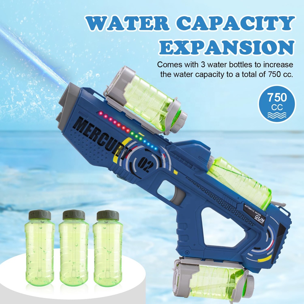 Pistolet à Eau électrique – 434 Ml + 2 Réservoirs 58 Ml – Portée 8-10 M – Rechargeable USB – Pour Enfants Et Adultes (bleu)