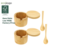 Support de rangement de comptoir à un niveau pour pots à épices en bambou avec couvercles, organisateur de cuisine, personnalisable avec logo et taille OEM