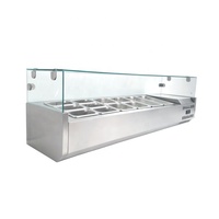 Table de préparation réfrigérée monotempérature de 1,5 m avec bacs GN intégrés, comptoir de bar commercial en acier inoxydable à 6 portes