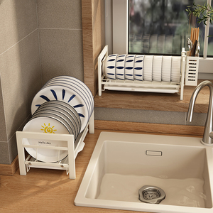 Giá để bát đĩa bằng sắt gấp gọn độc đáo có khay thoát nước - Product Image 2