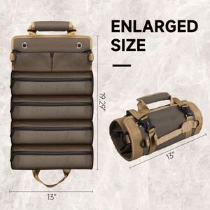 Sac à outils gratuit, sac à outils robuste à 6 compartiments, sac à outils enroulable avec sac de rangement - Cadeaux pour papa/hommes mécaniciens - Product Image 3