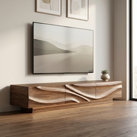 Meuble TV design couleur bois, support au sol, console TV moderne et créative pour salon, vente en gros d'usine