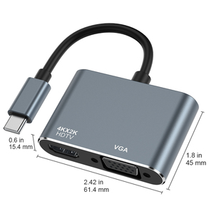 Vendita calda Grey 4K HDTV VGA <span class=keywords><strong>USB</strong></span> C adattatore <span class=keywords><strong>USB</strong></span> Docking Station <span class=keywords><strong>2</strong></span> in 1 per computer portatile Tablet telefono dispositivi mobili - Product Image 3