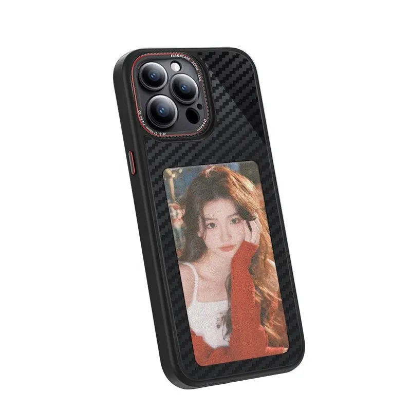 Yeni DIY telefon kılıfı ekran telefon kılıfı kişiselleştirilmiş desen iPhone 15 için promax karbon fiber desen TPU telefon kılıfı NFC fonksiyonu