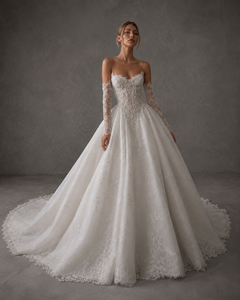 Ball Gown <strong>Wedding</strong> <strong>Dress</strong> Off Shoulder Long Sleeve Scalloped Basque Corset Lace Plus <strong>Size</strong> Princess Bridal Custom Factory - Product Image 3