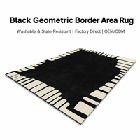 Tapis de salon noir de luxe neuf, premium, sans lavage, essuyable, pour canapé, table basse, chambre à coucher, résistant aux taches