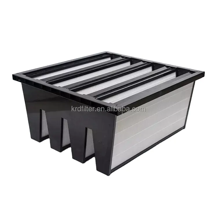 KRD supply customized ABS Plastic Frame F7 V Cell Air Filter for Air Conditioning System