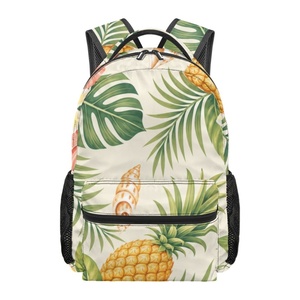 Mochila con Estampado de Hibisco y Piña Hawaiana, Directo de Fábrica, de Poliéster, con Estampado Completo, con Correas de Hombro Ajustables para Viaje - Product Image 1