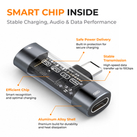 2 1 Adaptor Audio USB-C Dual Type-C PD 60W Pengisian Cepat USB 3.2 10Gbps Konektor Sinkronisasi Data DC untuk Ponsel Laptop