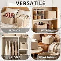 Lot de 4 paniers de rangement rectangulaires en corde de coton tressée à la main, dimensions 16"D x 12"W x 8"H, pour étagère et placard domestiques
