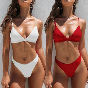 Conjunto de <span class=keywords><strong>Bikini</strong></span> Triangular Sexy, Traje de Baño Sólido para Mujer, Ropa de Playa de Verano, Traje de Baño de Cintura Baja para Mujer - Product Image 1