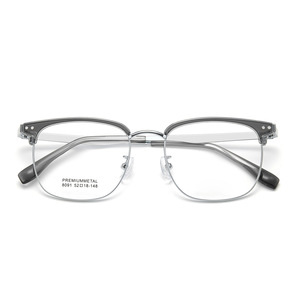 Montures de lunettes rectangulaires Premiummetal pour hommes 8091 52-18-148 Montures en alliage confortables à monture complète - Product Image 1