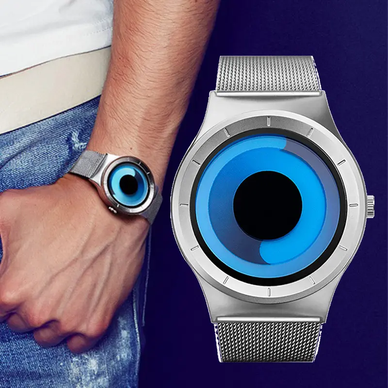 Sinobi Quartz Watches Fashion Vortex Concept Dial Men Watch Stainless Steel Band Wrist china watches wholesale