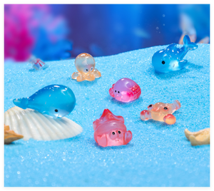Dessin animé Mini résine lueur animaux <span class=keywords><strong>Figurine</strong></span> minuscules créatures marines 3D poisson pieuvre ermite crabe baleine homard sacs aveugles poupée de jardin - Product Image 6