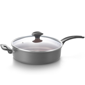 Juego de utensilios de cocina de acero al carbono, <span class=keywords><strong>cacerola</strong></span> con efecto de cobre, sartén antiadherente con recubrimiento profundo <span class=keywords><strong>y</strong></span> tapa de vidrio, 12 pulgadas - Product Image 2