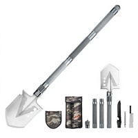 Pelle de survie multifonctionnelle pliable en aluminium solide, pelle tactique pliable pour le camping