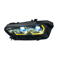 Feux avant de style laser à double couleur SJC Auto DRL pour BMW X5 G05 G18 19-22, lampes avant noires, accessoires d'éclairage automobile