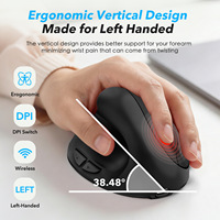 Mouse Nirkabel Isi Ulang untuk Tangan Kiri, Digenggam Secara Vertikal, dengan Desain Ergonomis dan Mode Tidur untuk Laptop Komputer