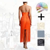 Robe longue sans bretelles orange pour femme, style halter avec franges et sexy, sans manches, pour soirée, bal de promo, avec caractéristiques clés