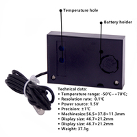 ST-2 termometer Digital, pengukur temperatur Digital LCD in and Out Celcius/Fahrenheit dengan Sensor Probe untuk Freezer kulkas