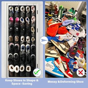 Organisateur de chaussures suspendu sur porte grande capacité avec 35 poches en maille respirante - Product Image 5