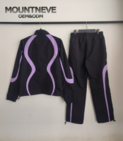 Survêtement Manches Longues Zipper Veste Manteau Sport Survêtement Shorts Pantalon Ensemble Gym Jogger Logo Personnalisé Deux Pièces Patchwork Nylon