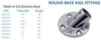 FOYO Factory Direct - Raccord de base rond en acier inoxydable 316 multi-angles pour la fixation de tubes de main courante de bateaux et yachts marins