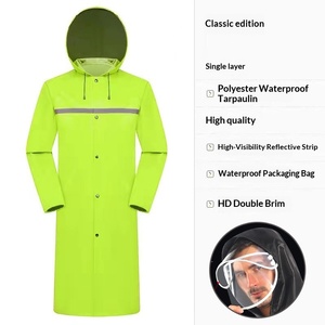 Impermeable Largo de una Pieza con Tela Oxford Reflectante para Protección Laboral en Exteriores, para <span class=keywords><strong>Lluvia</strong></span> Intensa, Venta al Por Mayor - Product Image 3