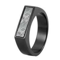 Ensemble de bijoux en acier inoxydable noir pour homme, pendentif personnalisé, collier pour homme, bracelet et bague en météorite Muonionalusta véritable de qualité supérieure Tizti