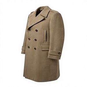 <b>Men's</b> Double Breasted <b>Wool</b> Blend <b>Overcoat</b> <b>Long</b> Winter Great Coat Anti Wrinkle Breathable Formal Outerwear - Product Image 3