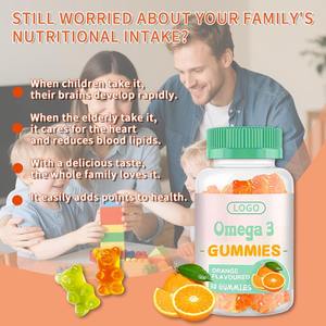 OEM Omega 3 Fish Oil Gummies <span class=keywords><strong>DHA</strong></span> Vitamin <span class=keywords><strong>Supplement</strong></span> untuk Semua Usia Mendukung Daya Ingat Otak Bebas Gluten Alami Kelas Makanan 2 Gummies - Product Image 5
