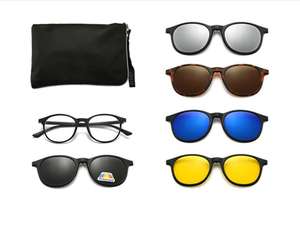 5 Clips en 1 Estuche <span class=keywords><strong>de</strong></span> PU Fácil <span class=keywords><strong>de</strong></span> Transportar, Marco TR Redondo, Lentes Polarizadas TAC Magnéticas, <span class=keywords><strong>Clip</strong></span> Magnético para Lentes <span class=keywords><strong>de</strong></span> <span class=keywords><strong>Sol</strong></span> - Product Image 2