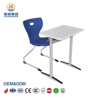 Ensemble de chaise et de bureau d'étudiant en métal et plastique PP, ergonomique, écologique, à hauteur fixe, robuste, moderne, pour une ou deux personnes, pour salle de classe