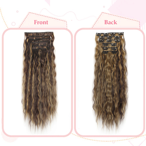 Clip dans les Extensions de Cheveux 6PCS 24 "Extensions de Cheveux Noirs Longues Vagues de Sirène Ondulées Synthétique Clip sur Postiche pour les Femmes - Product Image 2