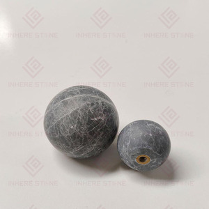 Yüksek kalite toptan doğal yeni tasarım Modern el sanatları katı gri taş topu topuzu mermer dolap kulpu çeker - Product Image 2
