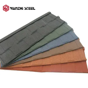 WANZHI STEEL Multifunctional metal roof tiles roofing classic 0.40mm gague green black stone coated metal roof tile