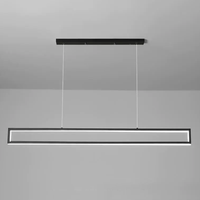 Lustres en fer rectangulaires géométriques minimalistes modernes, hauteur réglable, taille moyenne, LED à intensité variable, noirs, pour salles à manger, bars