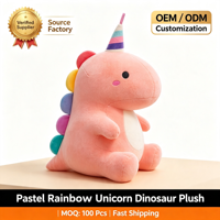 Boneka Dinosaurus Unicorn Pink Lembut, Mainan Boneka Isi Dakron, Bantal Berduri Pelangi, Hadiah Arcade Pusat Perbelanjaan, Penjualan Langsung Berkualitas, USB