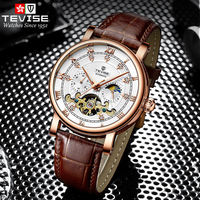Montre mécanique de luxe pour homme TEVISE T867I/T867J, mouvement automatique à remontage automatique, affichage des phases lunaires, cadran ajouré, montre tendance
