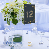 Porte-numéro de table en acrylique avec clip doré, support de carte pour mariages, clip pour cartes, porte-étiquettes photo