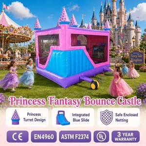 Château gonflable rose et violet <span class=keywords><strong>Disney</strong></span> Princess avec toboggan pour filles, fête d'anniversaire pour enfants, château gonflable pour sauter - Product Image 6